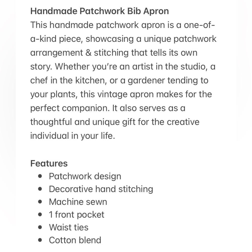 Handmade Patchwork Bib Apron - Picture 10 of 11